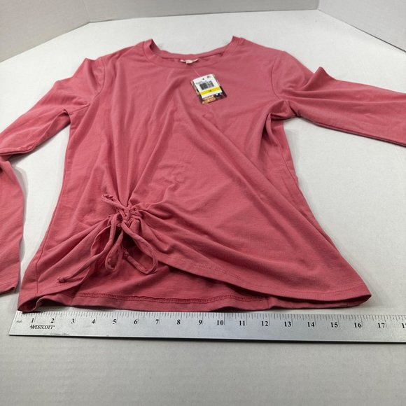 Selfie Women's Sz Medium Long Sleeve Tee Shirt Gather And Tied On Front Pink New - Picture 11 of 16